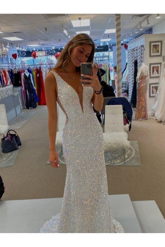 Desconto Bainha Decote V Sem Mangas Comboio Varredela Vestidos de Festa