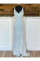 Desconto Bainha Decote V Sem Mangas Comboio Varredela Vestidos de Festa / Vestido de Noiva