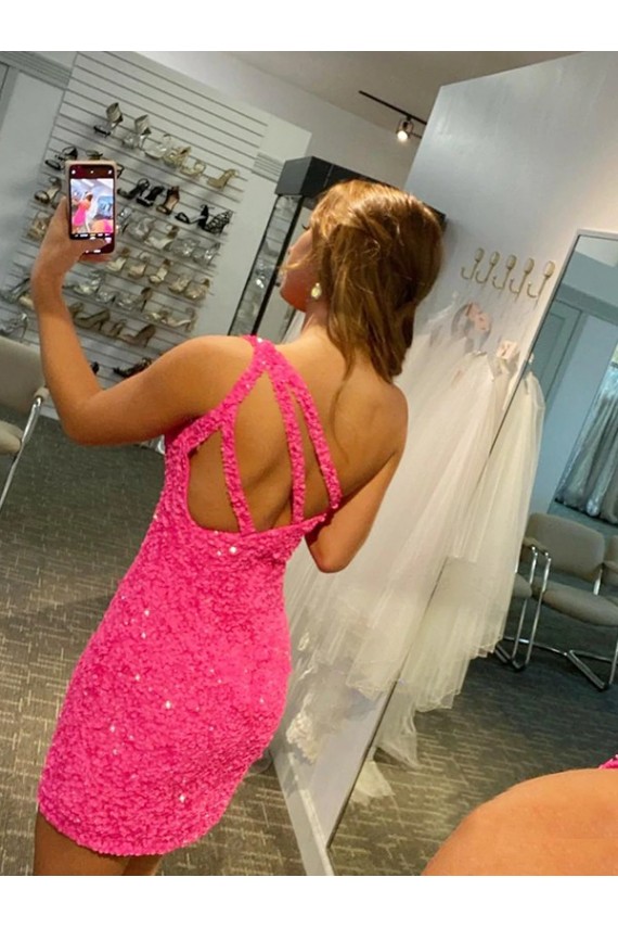 Desconto Bainha Um Ombro Sem Mangas Curto Vestidos de Festa / Vestidos Formais