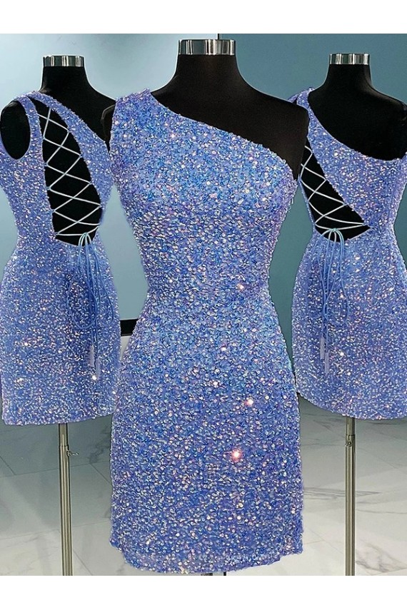 Desconto Bainha Um Ombro Sem Mangas Curto Vestido de Festa / Vestido de Noite