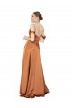 Desconto Laranja Linha A Alças finas Ombro Frio Comprimento Chão Vestidos de Madrinha / Vestidos de Noite / Vestidos de Festa