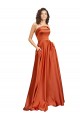 Desconto Laranja Queimada Linha A Decote redondo Sem Mangas Comboio Varredela Vestidos de Madrinha / Vestidos de Noite / Vestidos de Festa