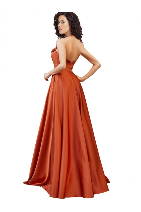 Desconto Laranja Queimada Linha A Decote redondo Sem Mangas Comboio Varredela Vestidos de Madrinha / Vestidos de Noite / Vestidos de Festa