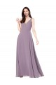 Desconto Lavanda Escura Bainha Decote V Sem Mangas Comprimento Chão Vestidos de Madrinha / Vestidos de Noite