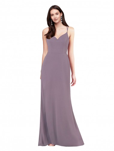 Desconto Lavanda Escura Coluna Amor Sem Mangas Comprimento Chão Vestidos de Madrinha / Vestidos de Noite