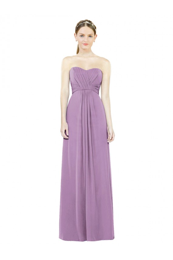 Desconto Lavanda Escura Linha A Amor Sem Mangas Comprimento Chão Vestidos de Madrinha