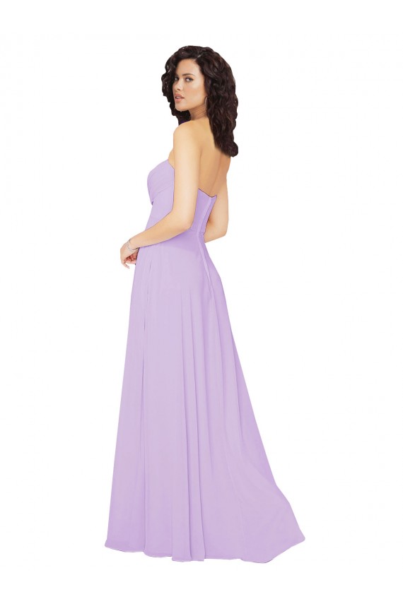 Desconto Lilás Linha A Amor Sem Mangas Comprimento Chão Vestidos de Festa / Vestidos de Madrinha