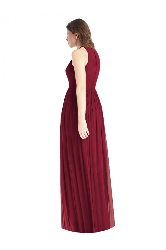 Desconto Lilás Linha A Cabeçada Sem Mangas Comprimento Chão Vestidos de Madrinha / Vestidos Formais