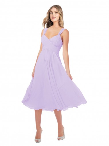 Desconto Lilás Linha A Amor Sem Mangas Comprimento Midi Vestidos de Madrinha / Vestidos de Cocktail / Vestidos de Homecoming
