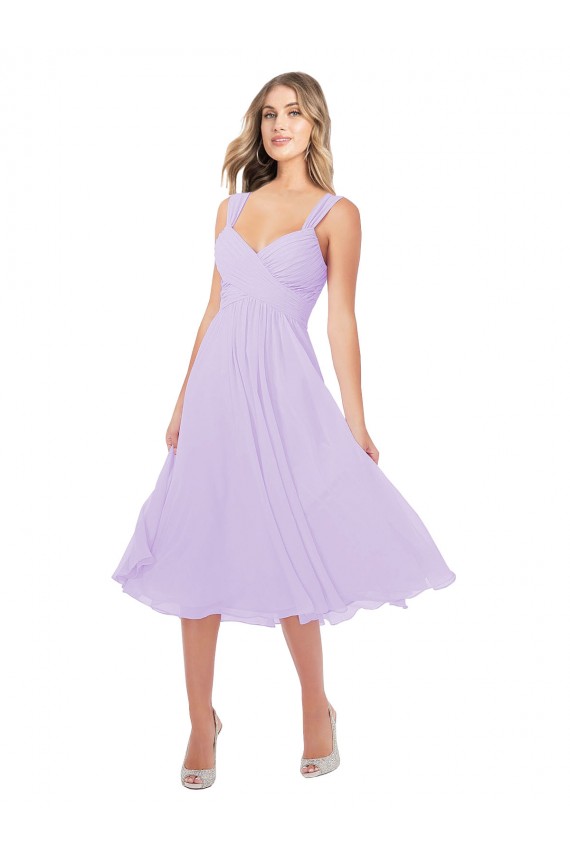Desconto Lilás Linha A Amor Sem Mangas Comprimento Midi Vestidos de Madrinha / Vestidos de Cocktail / Vestidos de Homecoming