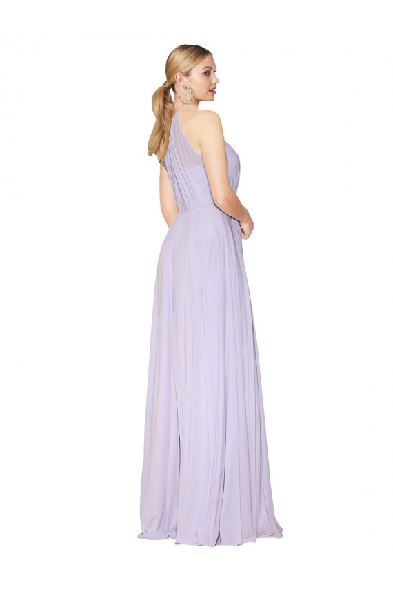 Desconto Lilás Linha A Cabeçada Sem Mangas Comprimento Chão Vestidos de Madrinha / Vestidos de Noite / Vestidos de Festa