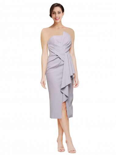 Desconto Lilás Ártico Bainha Sem alças Sem Mangas Comprimento Cocktail Vestidos de Madrinha / Vestidos de Noite / Vestidos de Festa