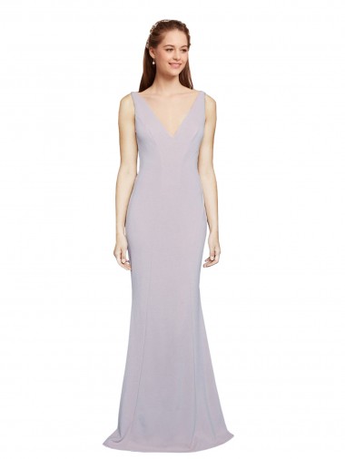 Desconto Lilás Ártico Sereia Decote V Sem Mangas Comprimento Chão Vestidos de Madrinha / Vestidos de Noite / Vestidos de Festa