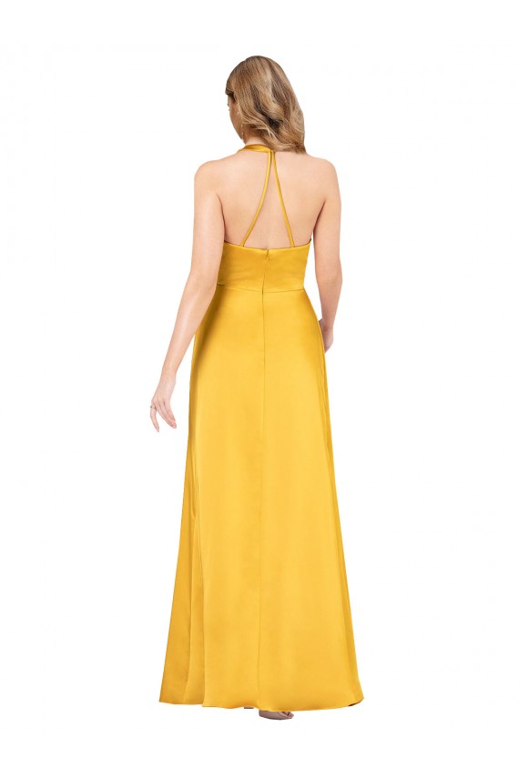 Desconto Linha A Decote V Sem Mangas Comprimento Chão Longo Vestidos de Madrinha / Vestidos de Noite / Vestidos de Festa
