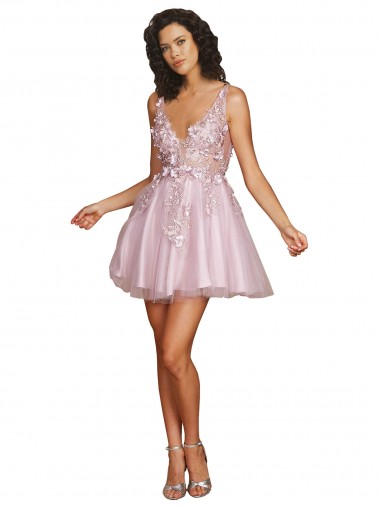 Desconto Linha A Decote V Sem Mangas Curto Vestidos de Madrinha / Vestidos de Cocktail / Vestidos de Homecoming