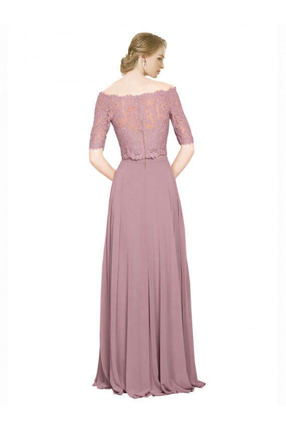 Desconto Linha A Fora do Ombro Mangas Curtas Comprimento Chão Vestidos de Madrinha / Vestidos de Festa