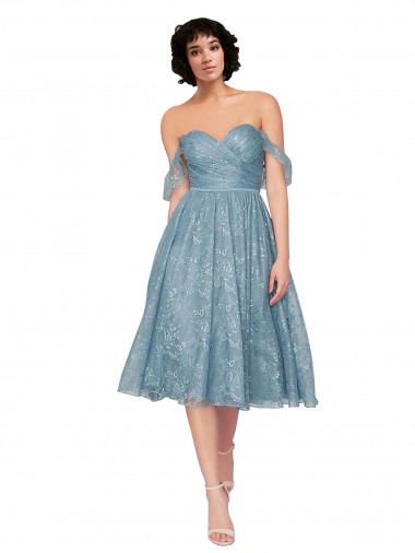Desconto Linha A Fora do Ombro Sem Mangas Comprimento Joelho Vestidos de Madrinha / Vestidos de Cocktail / Vestidos de Homecoming