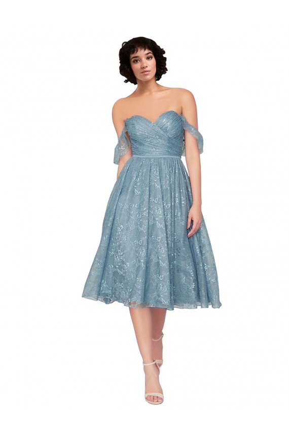 Desconto Linha A Fora do Ombro Sem Mangas Comprimento Joelho Vestidos de Madrinha / Vestidos de Cocktail / Vestidos de Homecoming