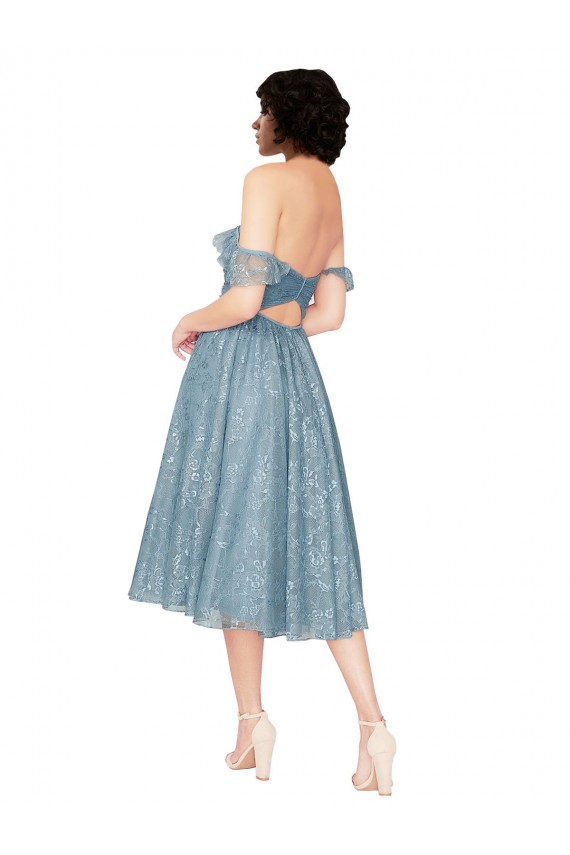 Desconto Linha A Fora do Ombro Sem Mangas Comprimento Joelho Vestidos de Madrinha / Vestidos de Cocktail / Vestidos de Homecoming