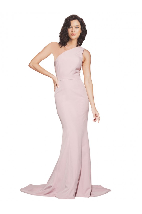 Desconto Malva Bainha Um Ombro Sem Mangas Comboio Varredela Vestidos de Madrinha / Vestidos de Festa