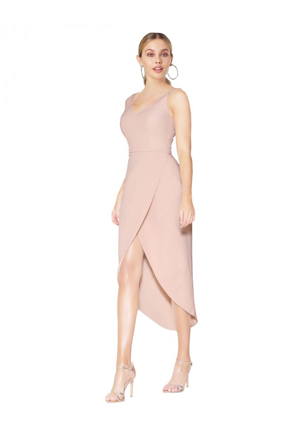Desconto Malva Sereia Alças finas Sem Mangas Comprimento Joelho Vestidos de Madrinha / Vestidos de Noite / Vestidos de Festa
