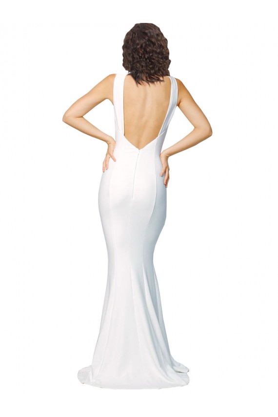 Desconto Marfim Bainha Decote Alto Sem Mangas Comprimento Chão Vestidos de Madrinha / Vestidos de Noite / Vestidos de Festa