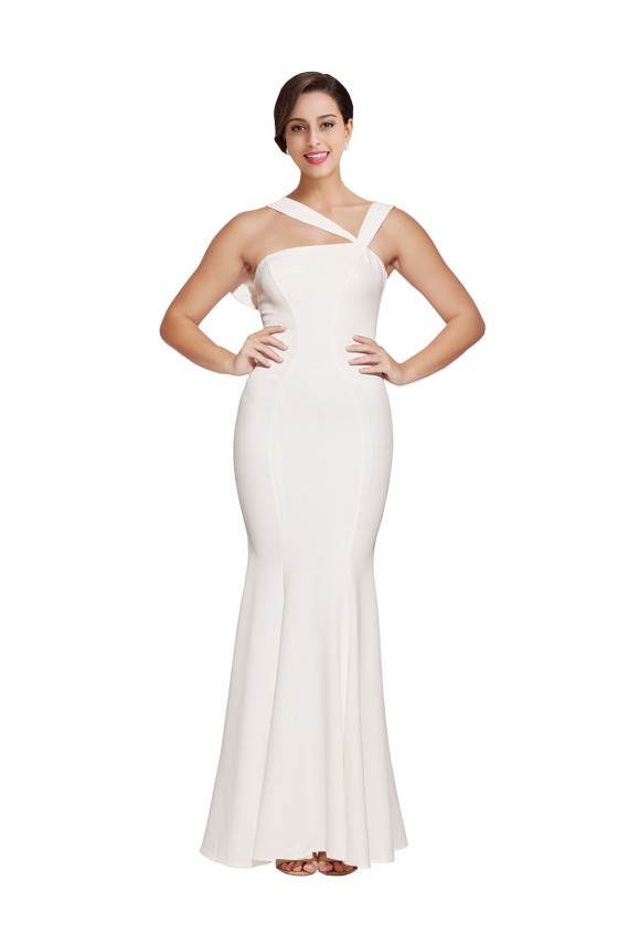 Desconto Marfim Bainha Decote Quadrado Sem Mangas Comprimento Chão Vestidos de Madrinha / Vestidos de Noite / Vestidos de Festa