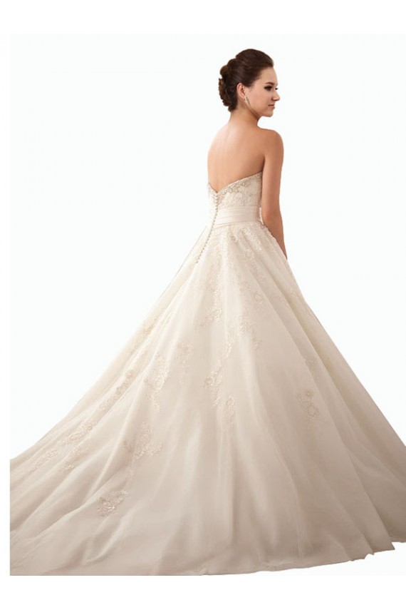 Desconto Marfim Vestido de Baile Amor Sem Mangas Comboio Capela Vestido de Noiva