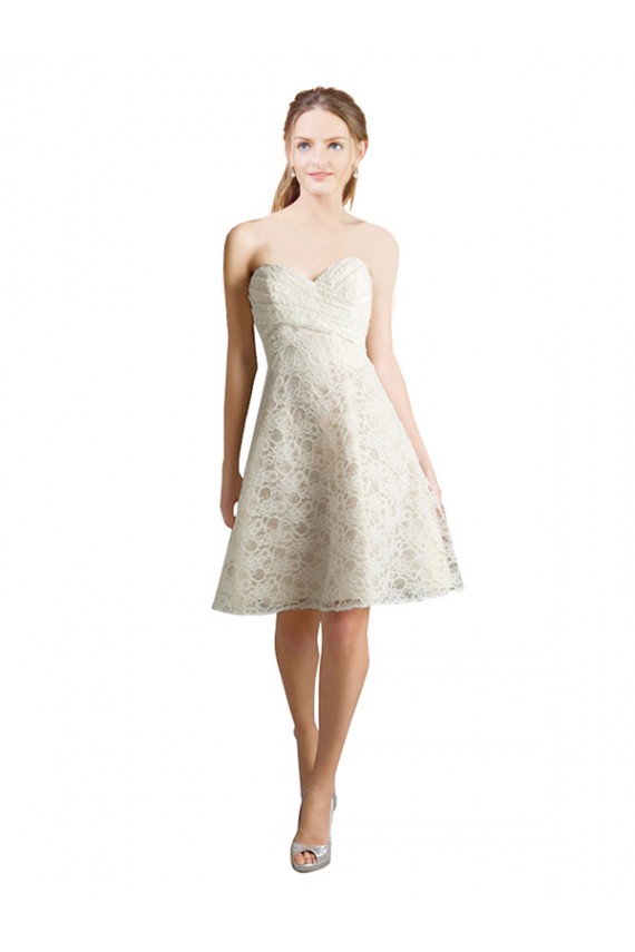 Desconto Marfim & Champanhe Linha A Amor Sem Mangas Comprimento Joelho Vestidos de Madrinha / Vestidos de Cocktail