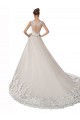 Desconto Marfim & Champanhe Linha A Amor Sem Mangas Comboio Capela Tule & Renda Vestidos de Noiva