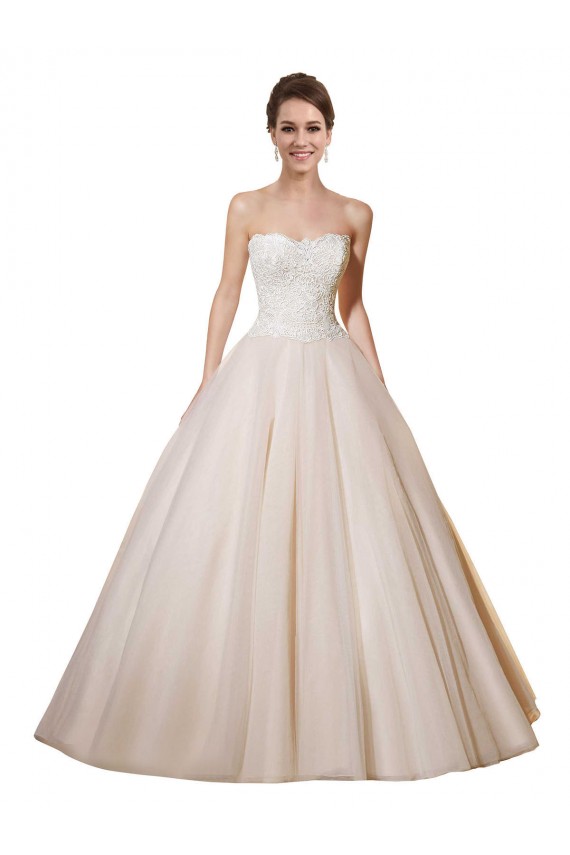 Desconto Marfim & Champanhe Vestido de Baile Amor Sem Mangas Comboio Capela Vestidos de Noiva
