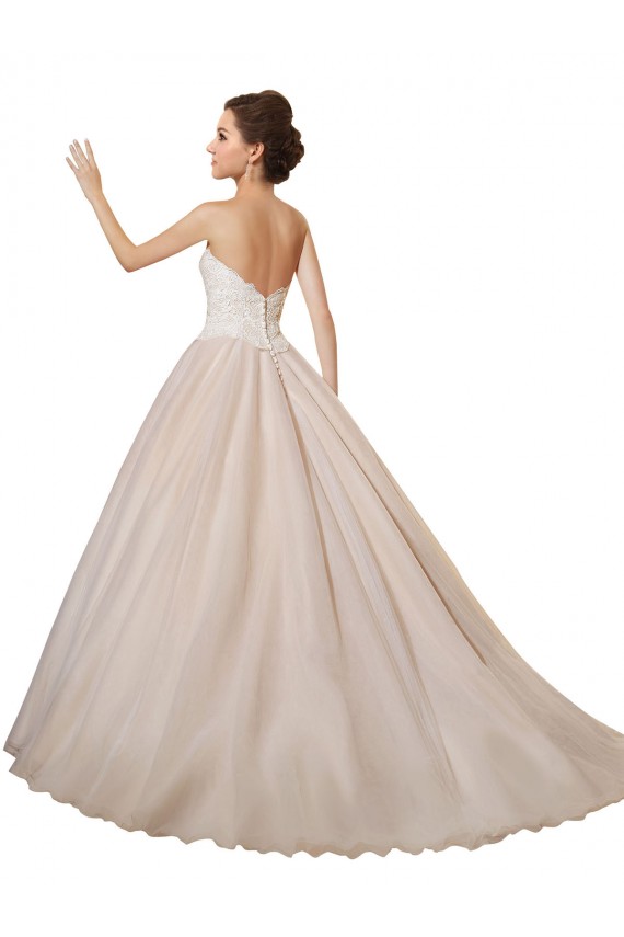 Desconto Marfim & Champanhe Vestido de Baile Amor Sem Mangas Comboio Capela Vestidos de Noiva