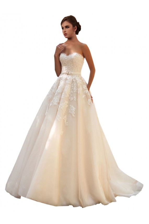 Desconto Marfim & Champanhe Vestido de Baile Amor Sem Mangas Comboio Capela Vestido de Baile