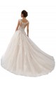 Desconto Marfim & Champanhe Vestido de Baile Barco Mangas Curtas Comboio Capela Vestidos de Noiva