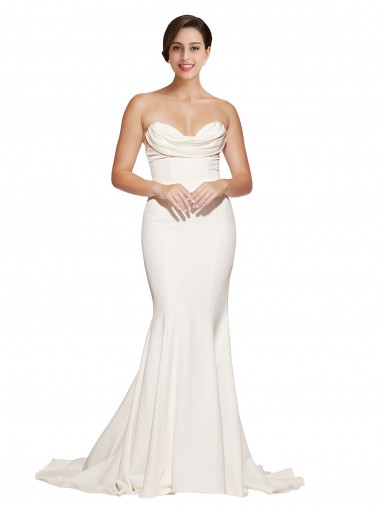 Desconto Marfim Sereia Decote Capuz Sem Mangas Comboio Varredela Vestidos de Madrinha / Vestidos de Noite / Vestidos de Festa