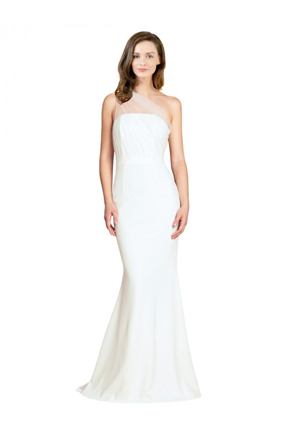 Desconto Marfim Sereia Um Ombro Sem Mangas Comboio Varredela Vestidos de Madrinha / Vestidos de Noite