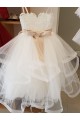 Desconto Marfim Vestido de Baile Decote Alto Sem Mangas Comprimento Chão Longo Vestidos para Meninas de Flores