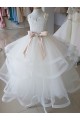 Desconto Marfim Vestido de Baile Decote Alto Sem Mangas Comprimento Chão Longo Vestidos para Meninas de Flores