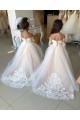 Desconto Marfim Vestido de Baile Amor Mangas Compridas Comboio Capela Vestidos para Meninas de Flores