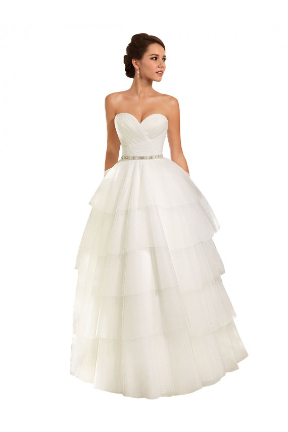 Desconto Marfim Vestido de Baile Amor Sem Mangas Comboio Capela Longo Tule Vestidos de Noiva