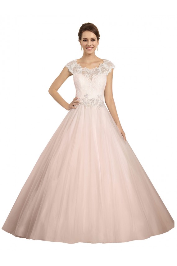 Desconto Marfim Vestido de Baile Barco Sem Mangas Comboio Capela Vestidos de Noiva