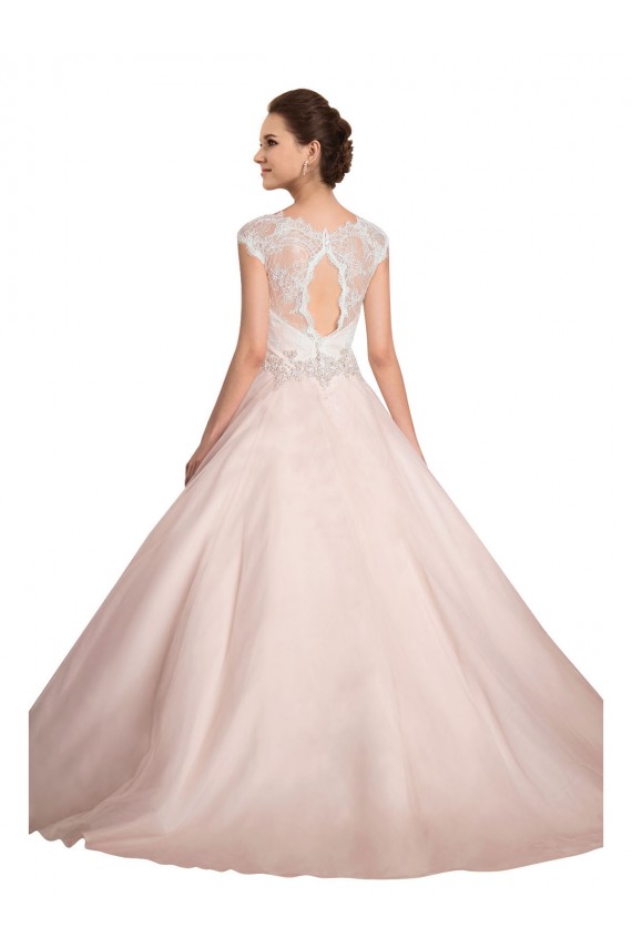 Desconto Marfim Vestido de Baile Barco Sem Mangas Comboio Capela Vestidos de Noiva