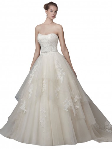 Desconto Marfim Vestido de Baile Colher Sem Mangas Comboio Capela Vestidos de Noiva
