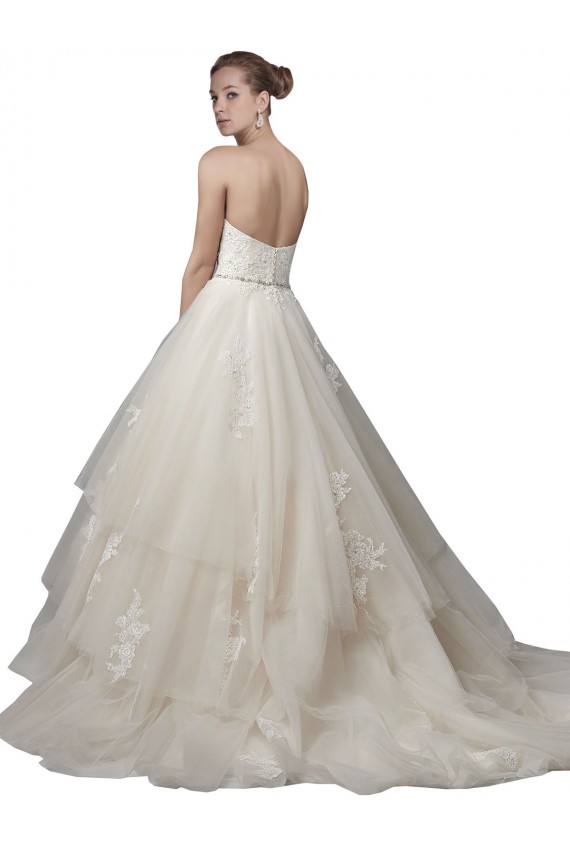 Desconto Marfim Vestido de Baile Colher Sem Mangas Comboio Capela Vestidos de Noiva
