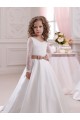 Desconto Marfim Vestido de Baile Decote V Mangas Compridas Comboio Capela Vestidos para Meninas de Flores