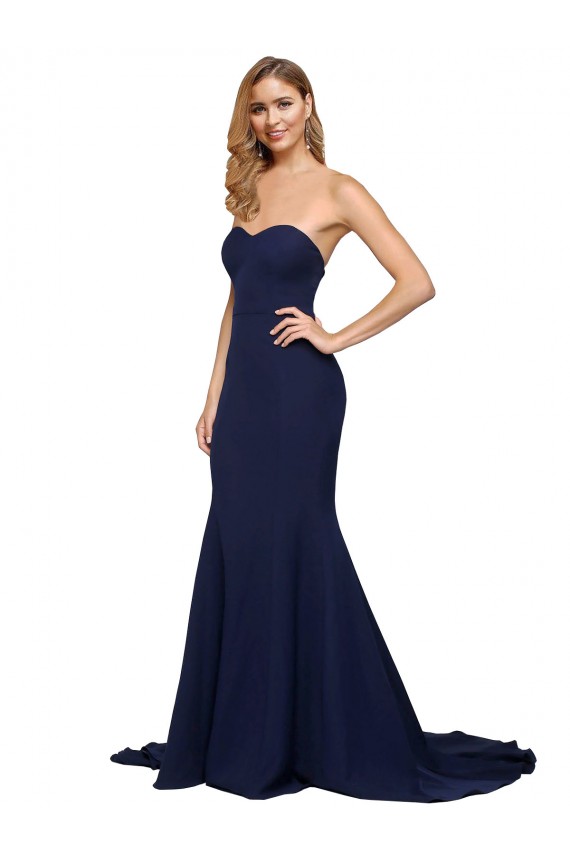 Desconto Marinha Negra Linha A Amor Sem Mangas Comboio Varredela Vestidos de Madrinha / Vestidos de Noite / Vestidos de Festa