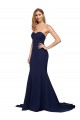 Desconto Marinha Negra Linha A Amor Sem Mangas Comboio Varredela Vestidos de Madrinha / Vestidos de Noite / Vestidos de Festa