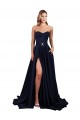 Desconto Marinha Negra Linha A Amor Sem Mangas Comprimento Chão Vestidos de Madrinha / Vestidos de Noite / Vestidos de Festa
