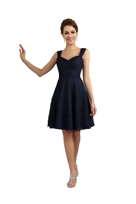 Desconto Marinha Negra Linha A Amor Sem Mangas Comprimento Joelho Vestidos de Madrinha / Vestidos de Cocktail