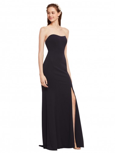 Desconto Marinha Negra Linha A Sem alças Sem Mangas Comprimento Chão Vestidos de Madrinha / Vestidos de Noite / Vestidos de Festa